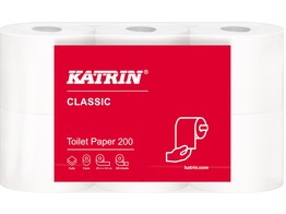 Papier toilettes 2 plis blanc 200 feuilles Katrin 8 x 6 r.