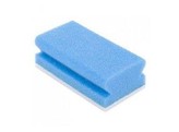 Eponge abrasive petite avec manche bleue/blanche