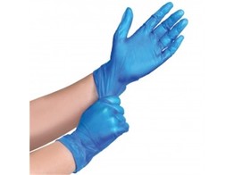 Vinyl handschoenen blauw 100st gepoederd