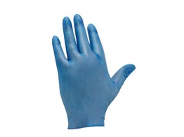 Gants en vinyle legerement poudre bleu